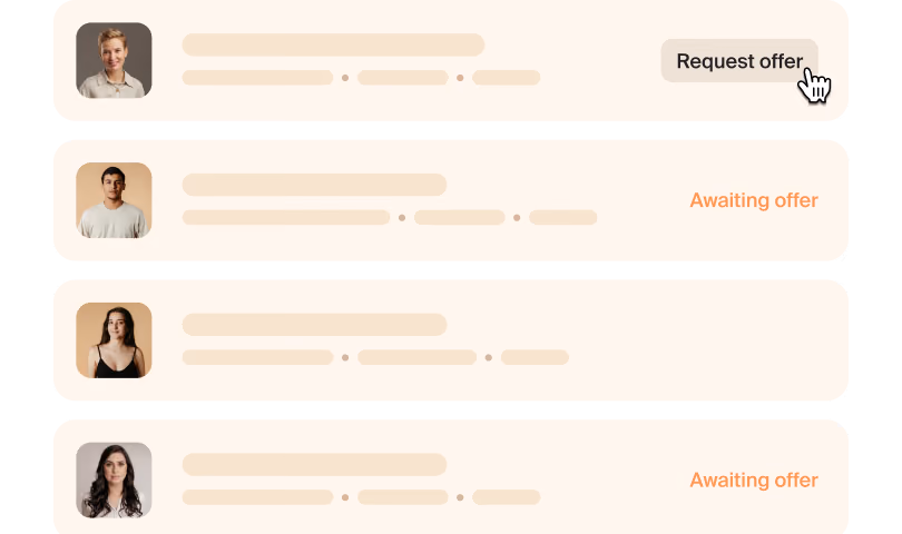 Candidate list with direct offers, no middleman