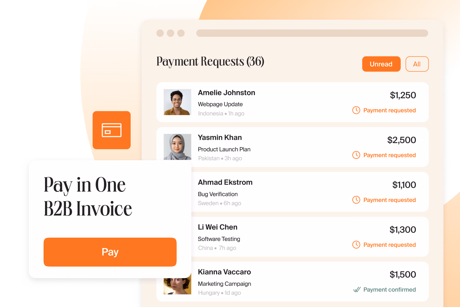 36 demandes de paiement de prestataires réglées avec une seule facture B2B
